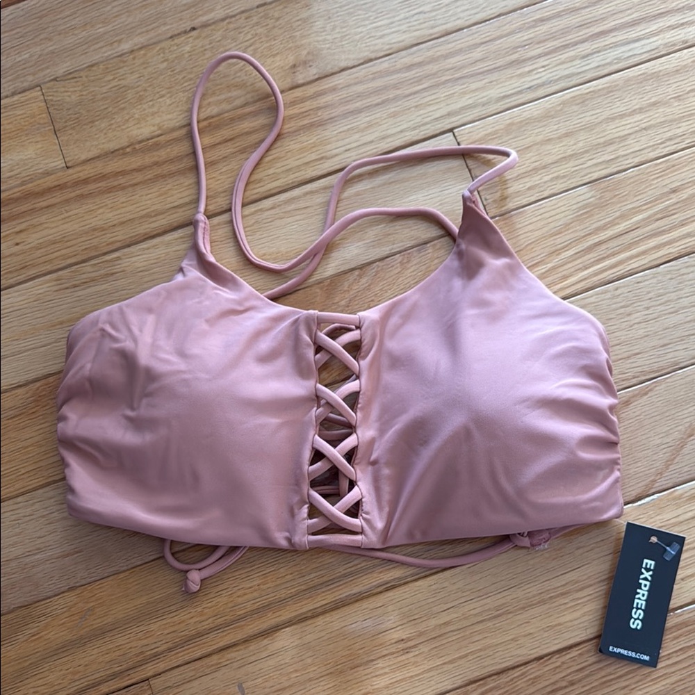 Express Pink Lace-Up Bikini Top